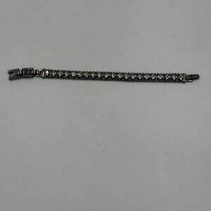 Stella and Dot Silver Tone Clear Round Crystal Tennis Bracelet